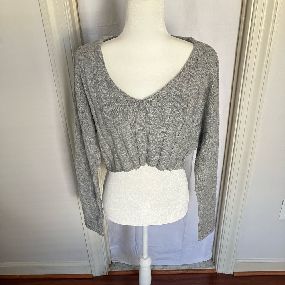 Garage Gray Cropped Lightweight Knit Top